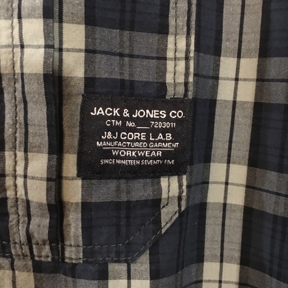 Core by Jack and Jones Munix Blue Plaid Button-Down Shirt Size Large - Picture 4 of 11